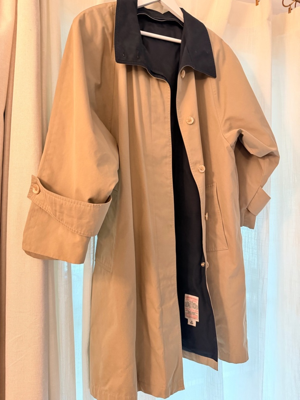 London Fog Beige Trench Coat with Black Collar